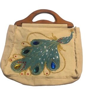 Women’s Artsy boho fall peacock sequins hand bag purse tote